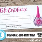 Nail Salon Gift Certificate Printable Template Digital Etsy Printable Gift Certificate Gift Certificate Template Salon Gifts