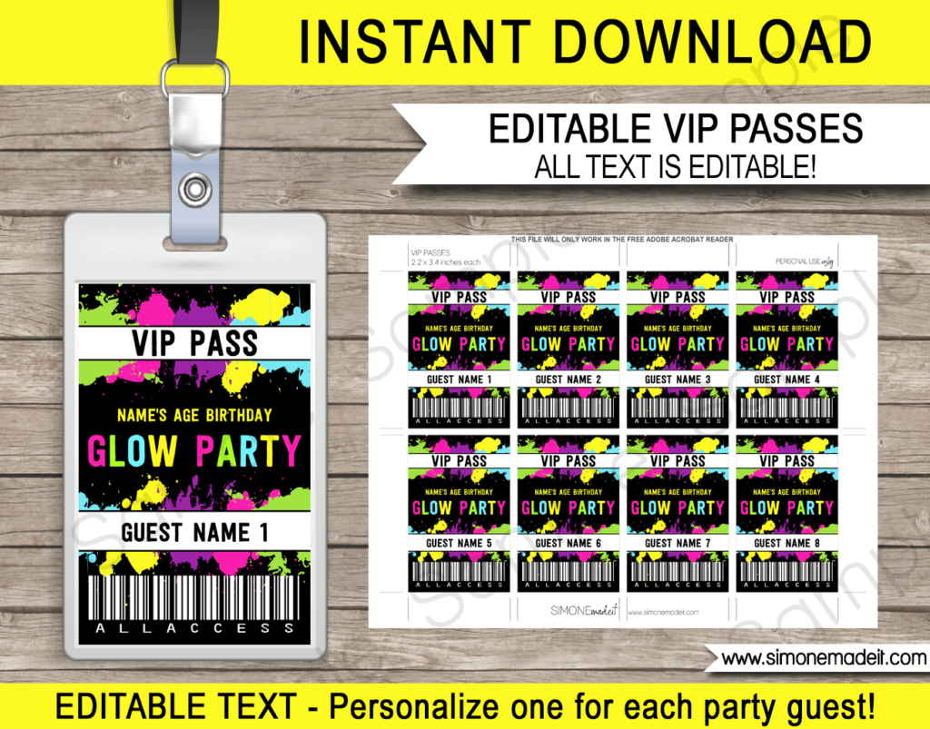 Customizable Free Printable Vip Pass Template