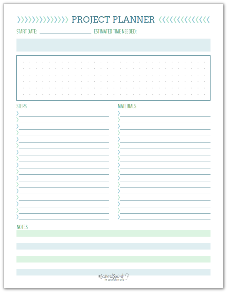 NEW Project Planning Printable Set Scattered Squirrel Fillable Form 2024