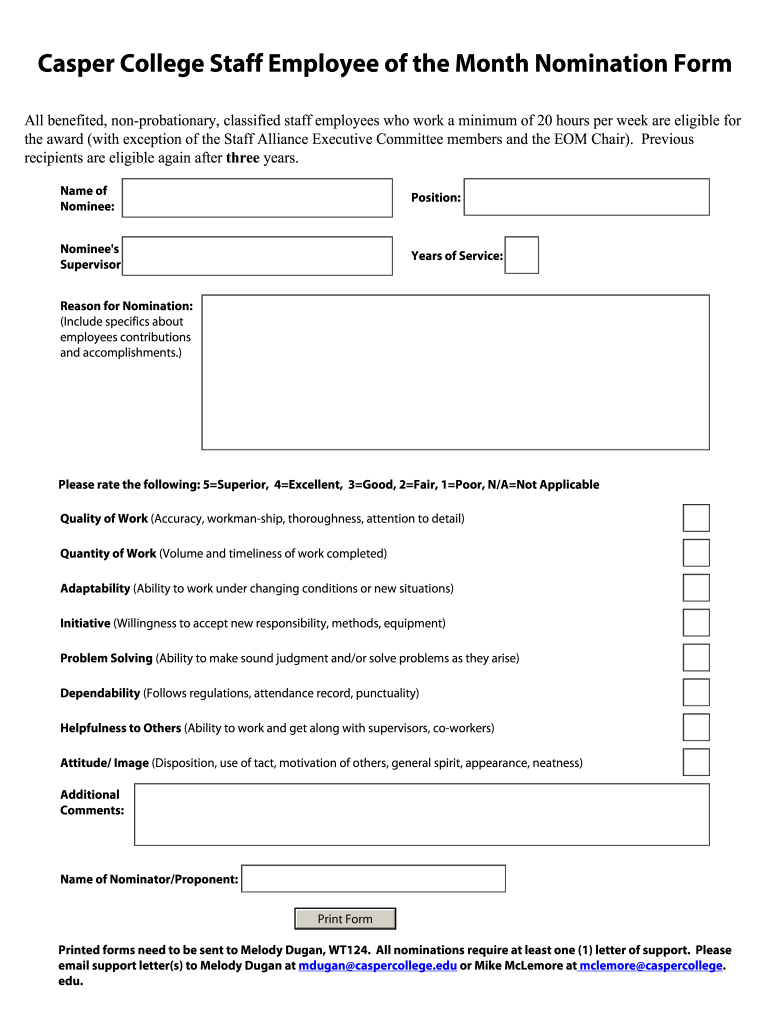 Printable Nomination Form Template Fillable Form 2023