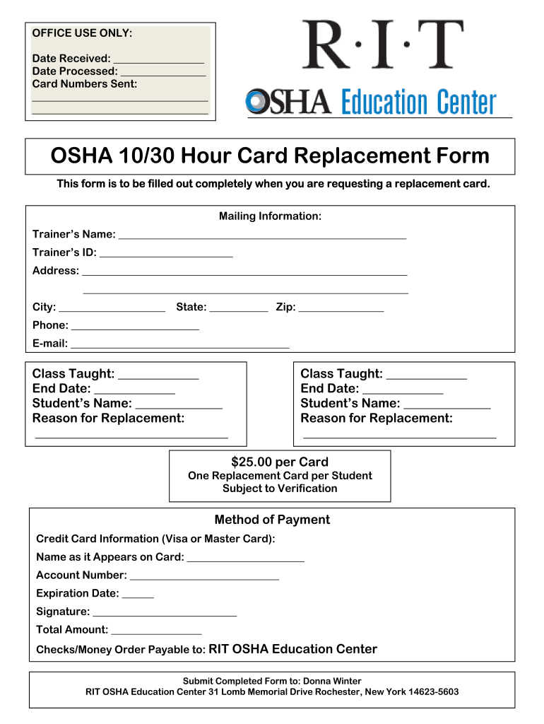 Printable Osha 30 Card Template Fillable Form 2023