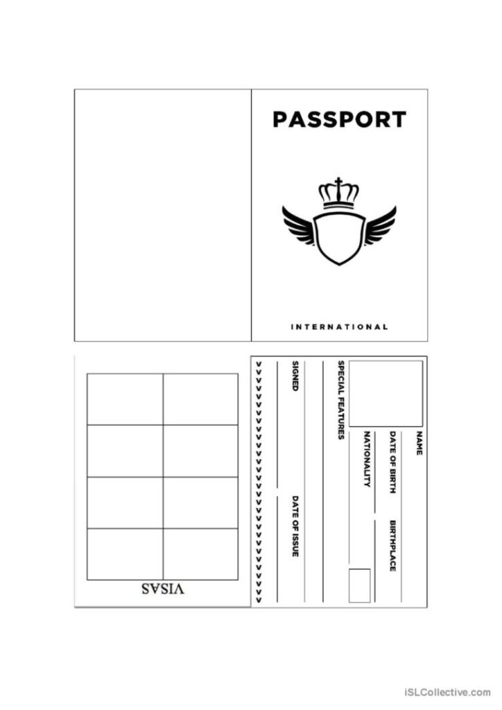 Passport Template English ESL Worksheets Pdf Doc