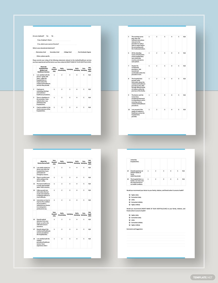 Patient Satisfaction Survey Template Google Docs Word Apple Pages Template