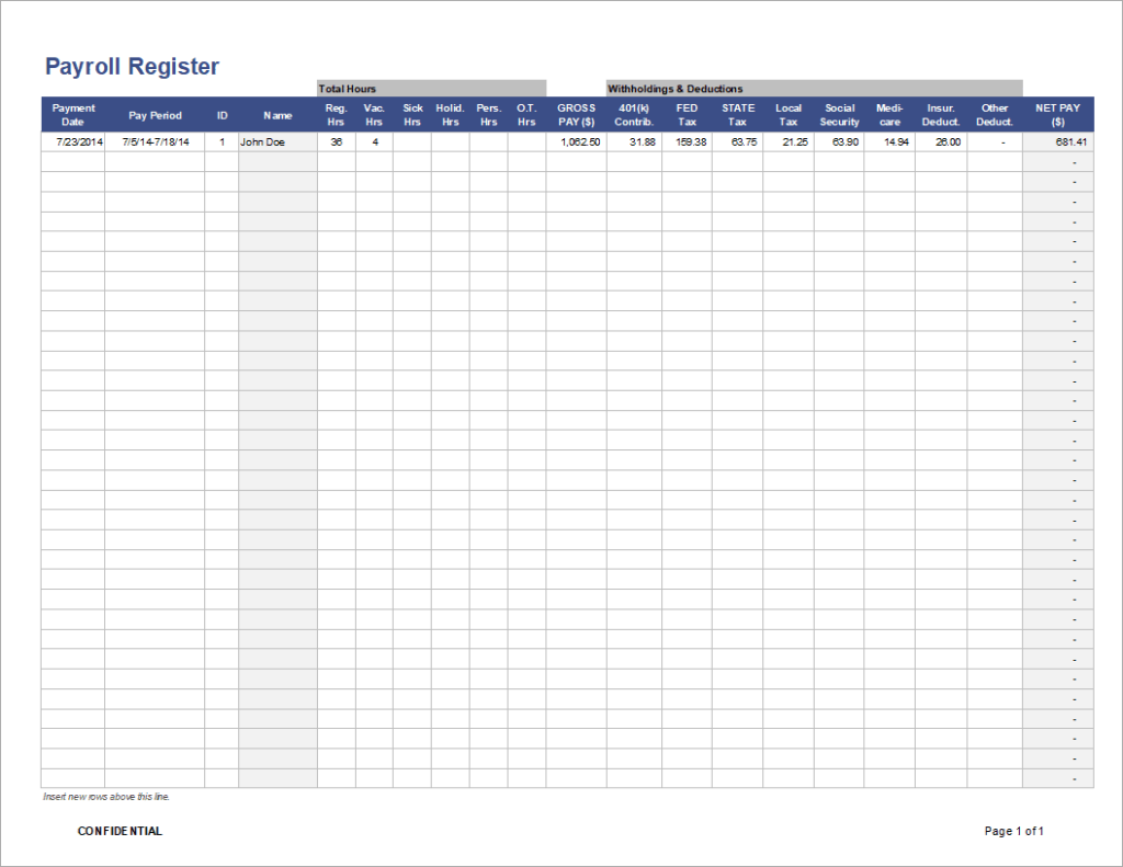 Payroll Template Free Employee Payroll Template For Excel