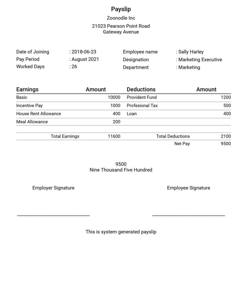 Payslip Sample Template Paysliper