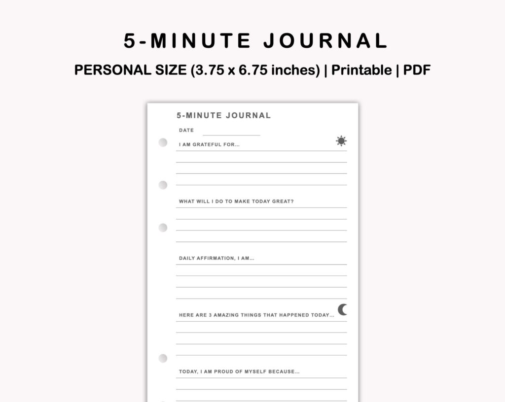 Personal Inserts 5 Minute Journal Daily Gratitude Journal Etsy de