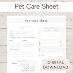 Petsitter Care Sheet Printable Pet Care Pet Info Sheet Etsy UK