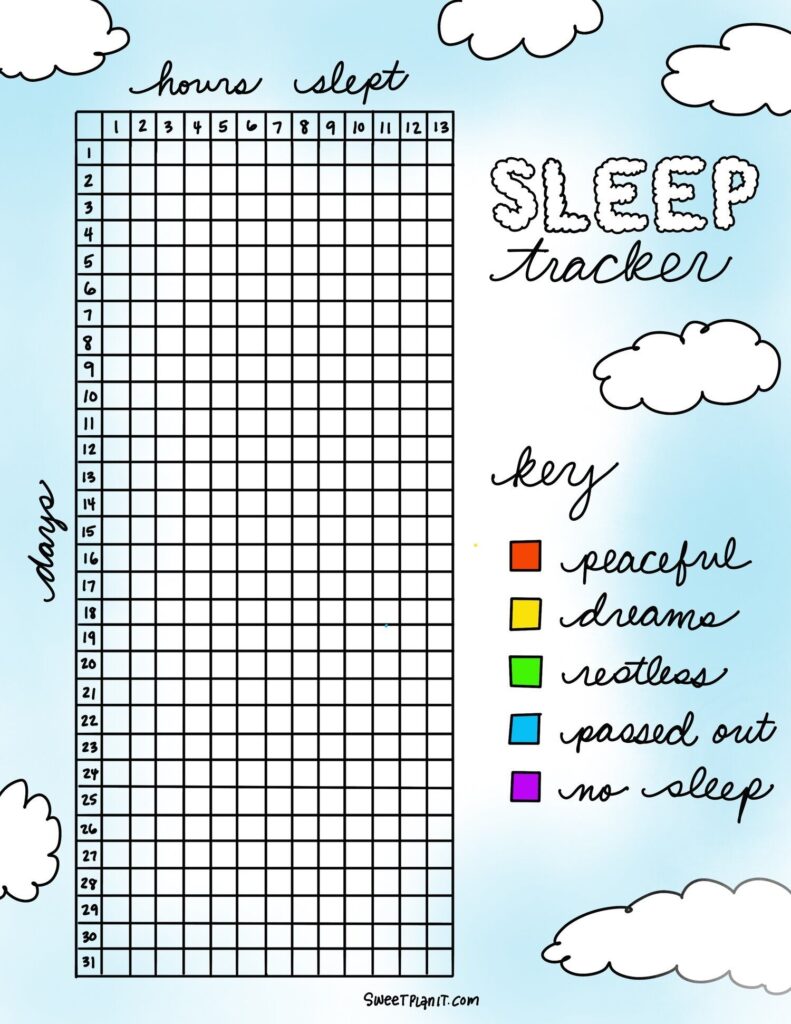 Sleep Tracker Bullet Journal Printable
