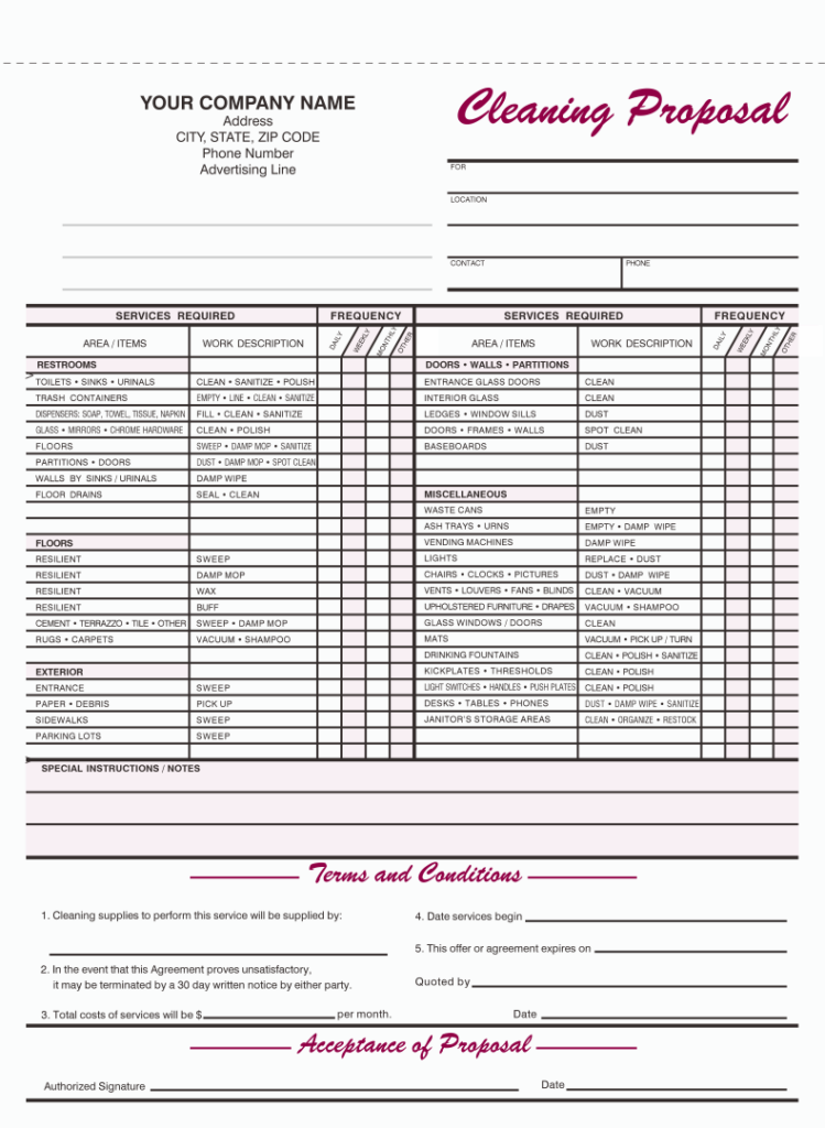 Printable Free Cleaning Proposal Template