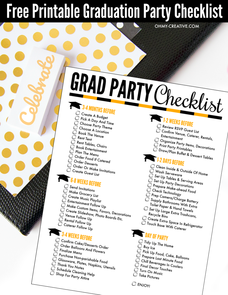 Plan The Perfect Party With A Free Printable Graduation Party Checklist Oh My Creative