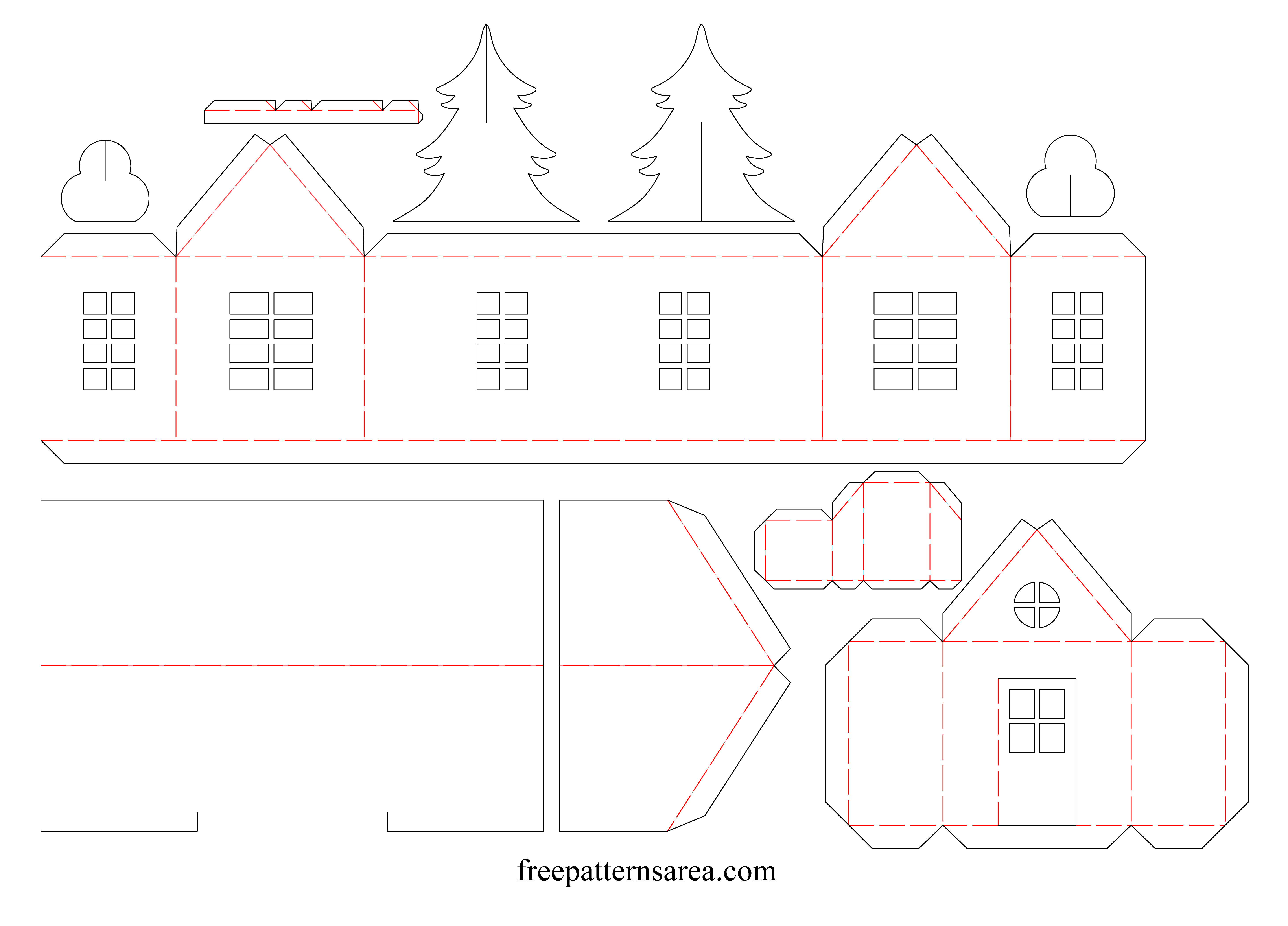 Printable 3D Paper House Template For Craft FreePatternsArea