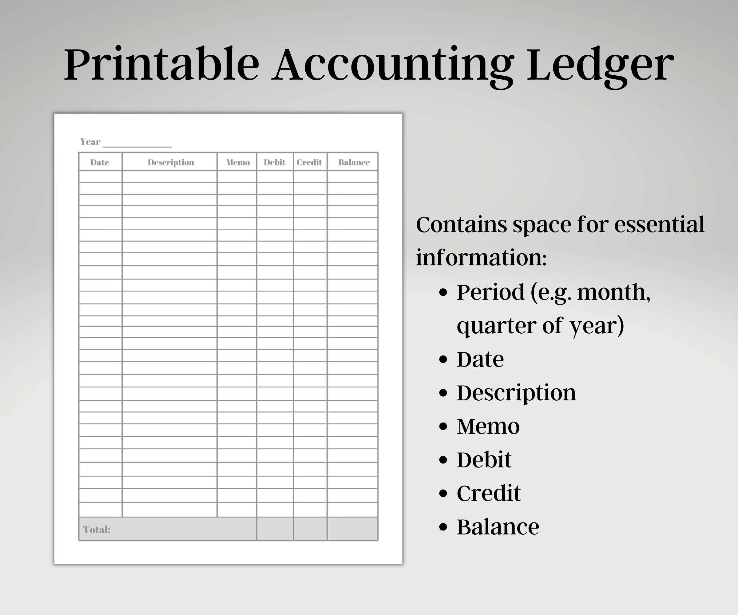 Printable Accounting Ledger Bookkeeping Journal For Small Etsy sterreich