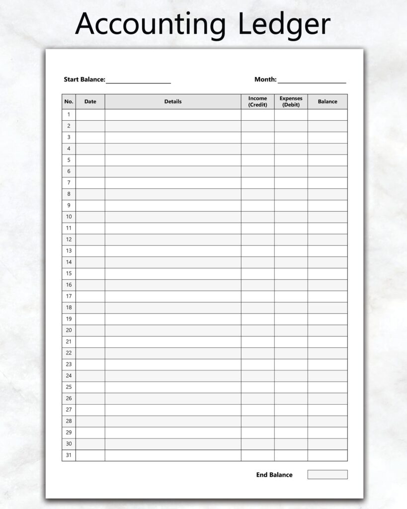 Printable Accounting Ledger General Ledger Sheets And Money Etsy de