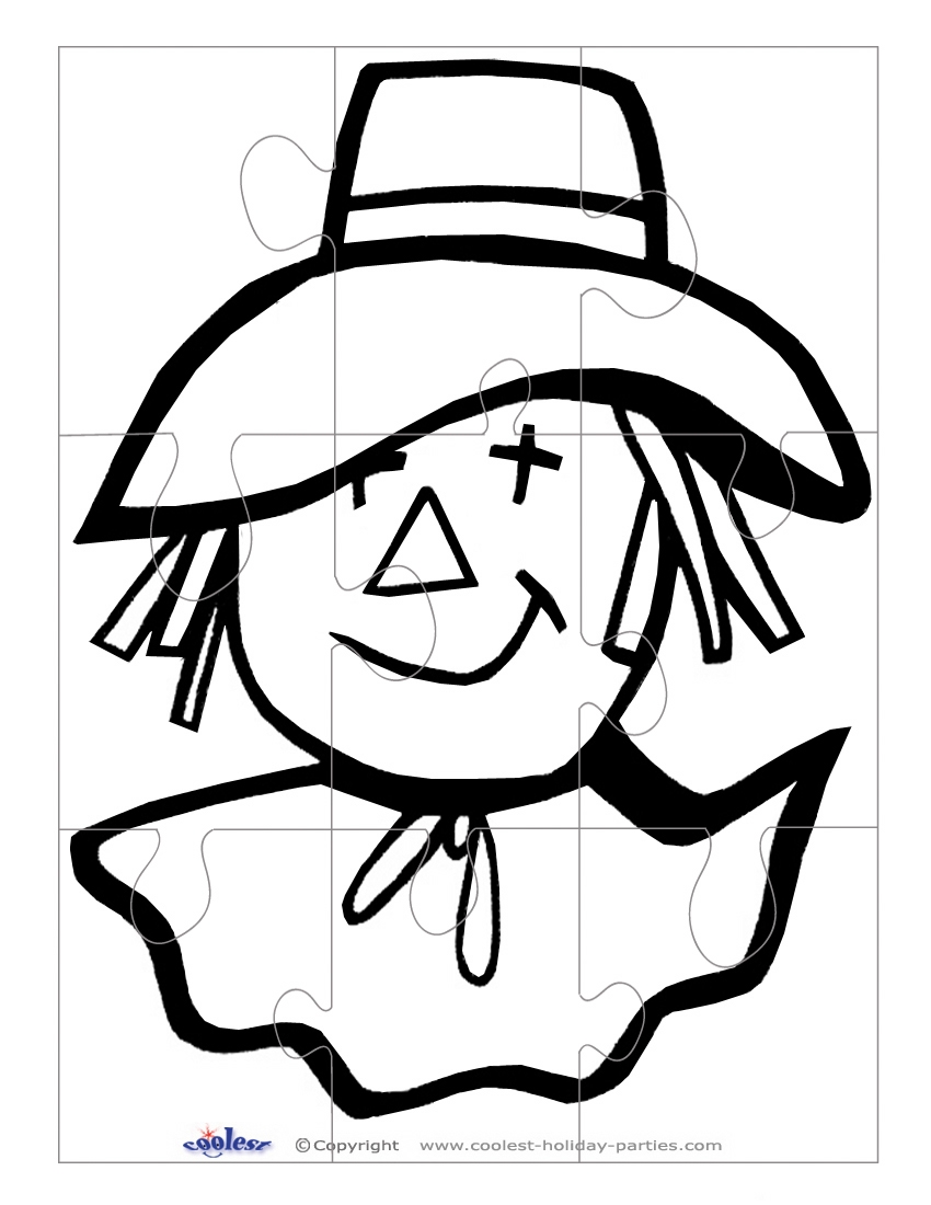 Printable B W Scarecrow Face Large Puzzle Coolest Free Printables