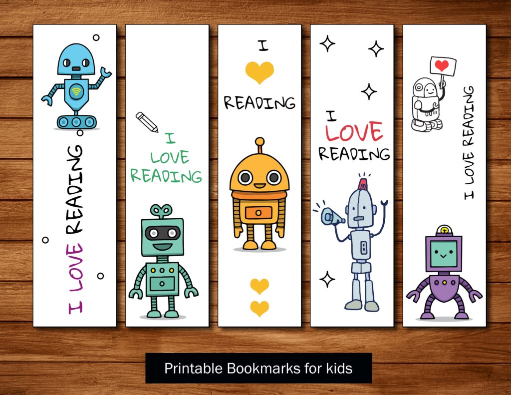 Printable Bookmarks Template Bookmarks For Kidsrobots Etsy de