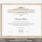 Printable Certificate Of Scholarship Logo EDITABLE Etsy de