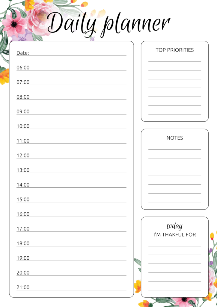 Hourly Day Planner Printable