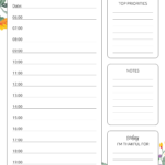 Printable Daily Hourly Planner With Flowers PDF Download Study Planner Printable Daily Planner Sheets Free Daily Planner