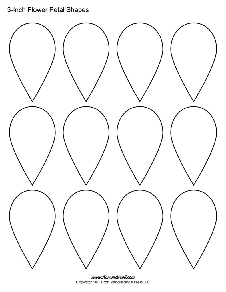 Printable Flower Petal Templates For Making Paper Flowers Paper Flower Patterns Flower Templates Printable Free Flower Petal Template