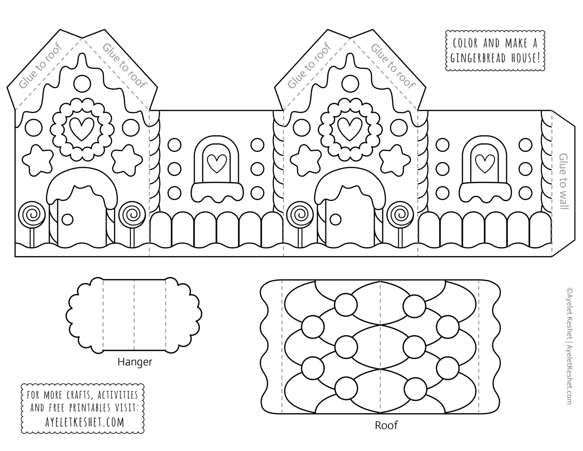 Printable Full Size Printable Gingerbread House Template Fillable