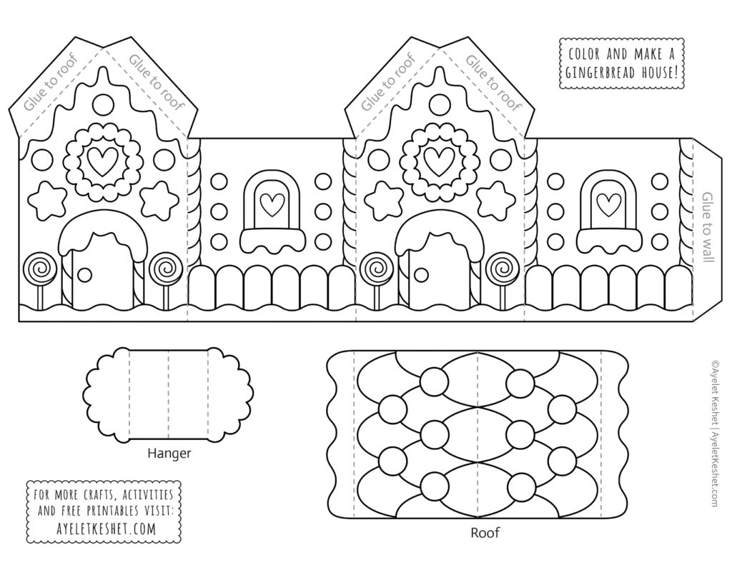 Printable Gingerbread House Template To Color Ayelet Keshet