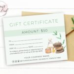 Printable Massage Gift Certificate Template Editable Spa Gift Etsy sterreich