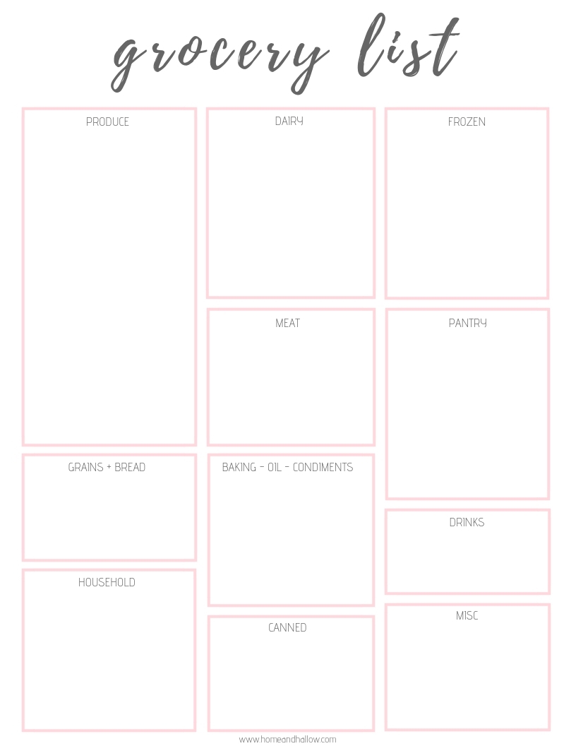 Printable Meal Planner Grocery List Home And Hallow Fillable Form 2024 9923