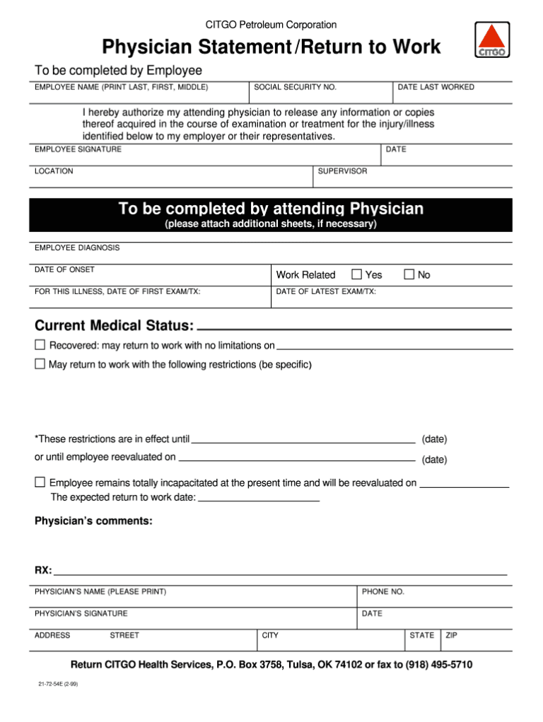 Printable Return To Work Form Pdf Fill Out Sign Online Dochub Fillable Form 2023 