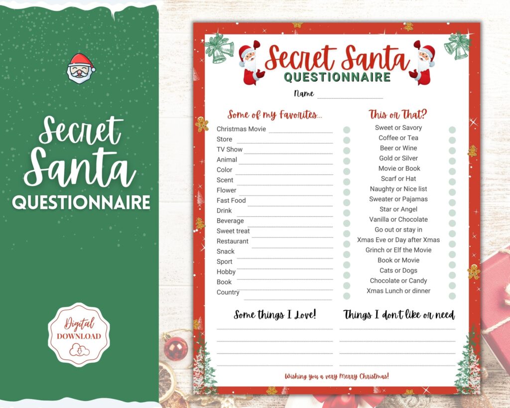 Printable Secret Santa Template