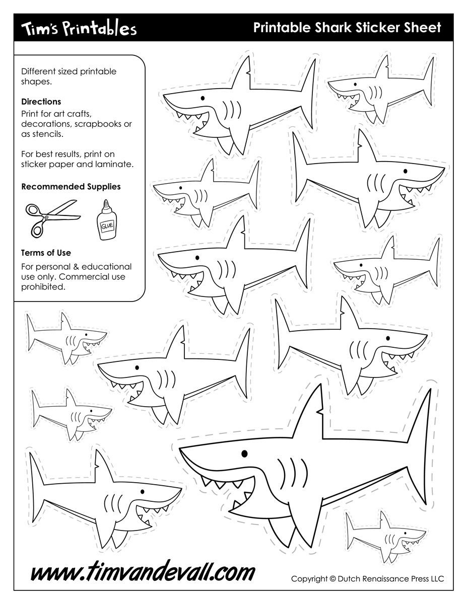 Printable Shark Templates Shark Coloring Pages Shape Templates Coloring Pages