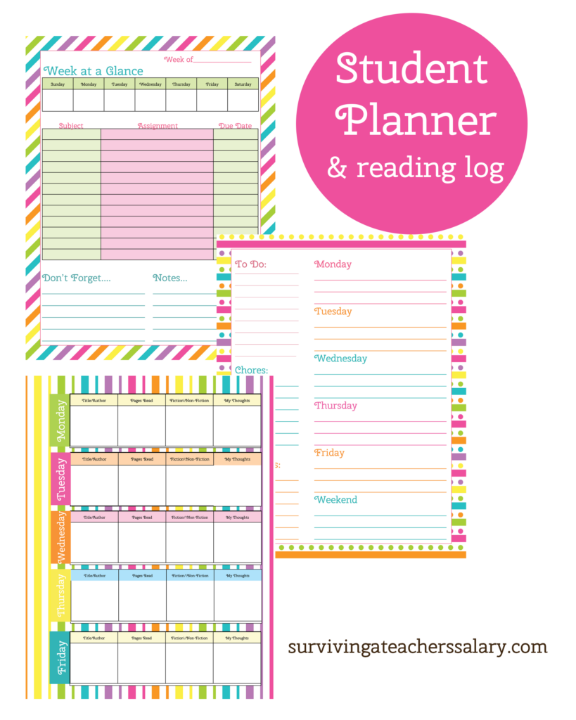 Printable Student Planner And Reading Log