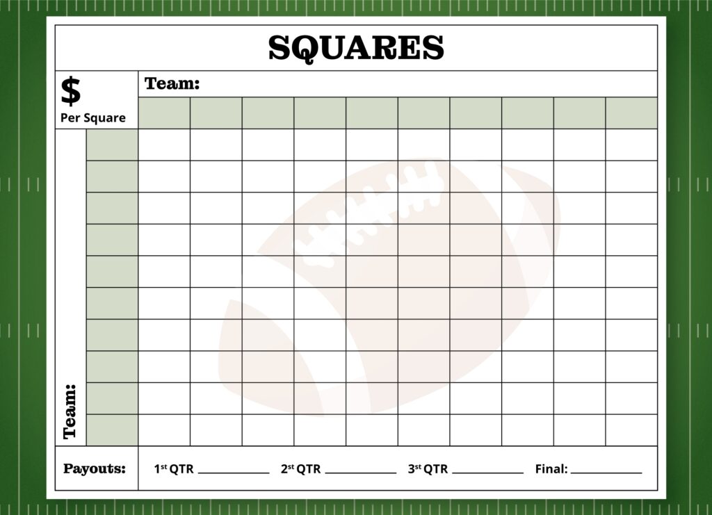 Free Printable Football Squares Template