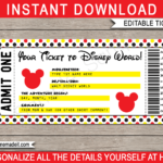 Printable Ticket To Disney World Template Surprise Trip To Disney World Gift