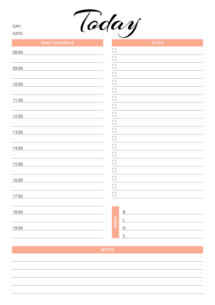 Printable Today Hourly Planner PDF Download Daily Planner Template Schedule Planner Planner Template