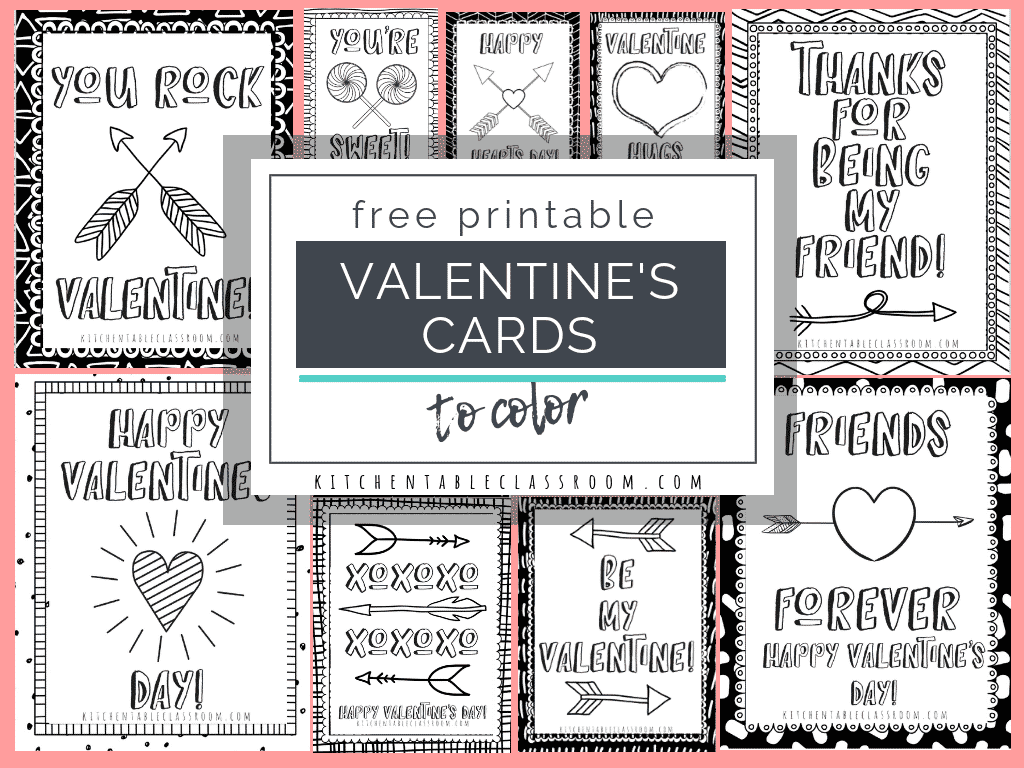 Printable Valentine Cards To Color The Kitchen Table Classroom