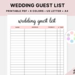 Printable Wedding Guest List Wedding Planner Event Planning Etsy de