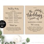 Printable Wedding Program Wedding Program Template Kraft Etsy de