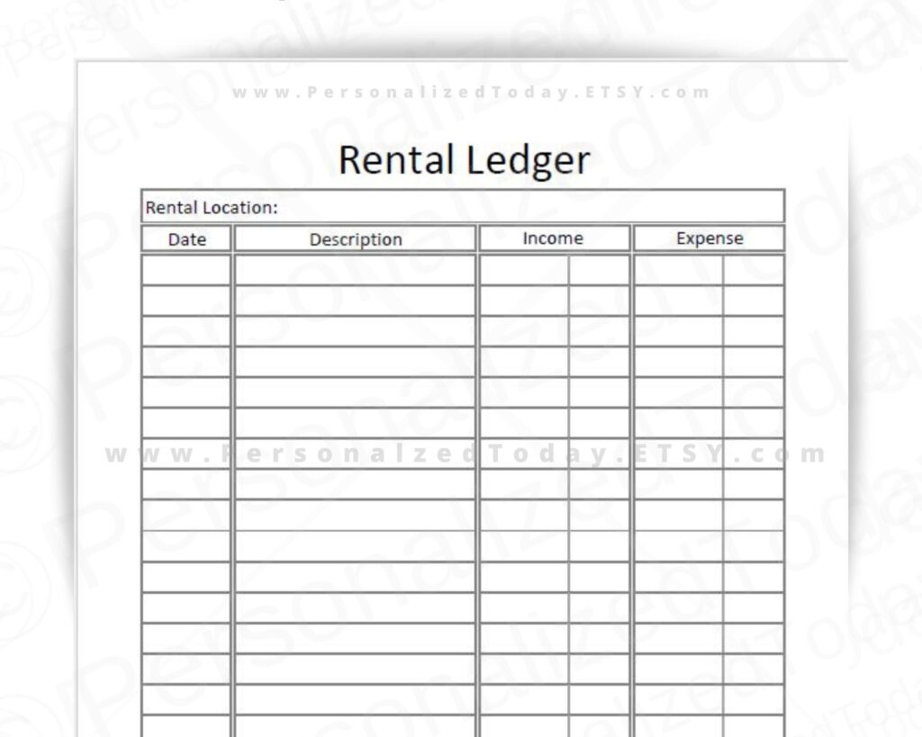 Printable Rent Ledger Template