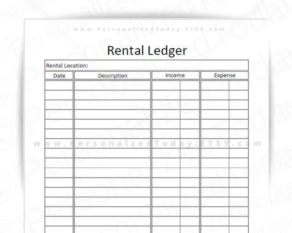 Rental Ledger For A Single Unit Location Printable Download Etsy de
