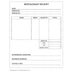 Restaurant Receipt Template Restaurant Receipts NuTemplates