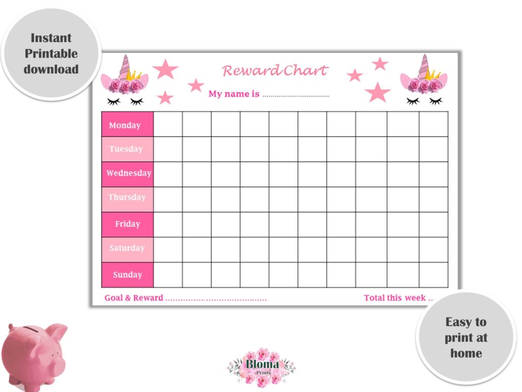 Reward Chart Unicorn PRINTABLE Children Kids Reward Chart Etsy de