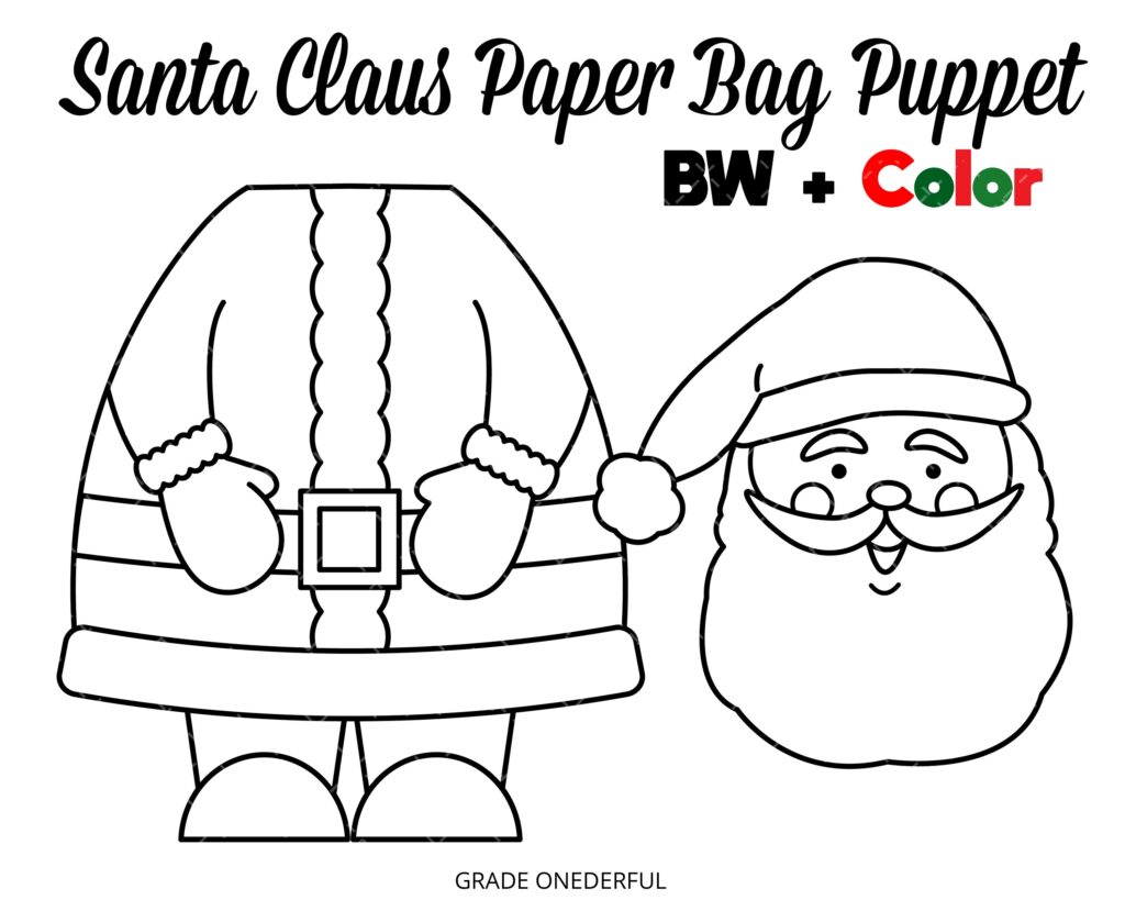Santa Claus Paper Bag Puppet Template For Kids Great For Etsy de