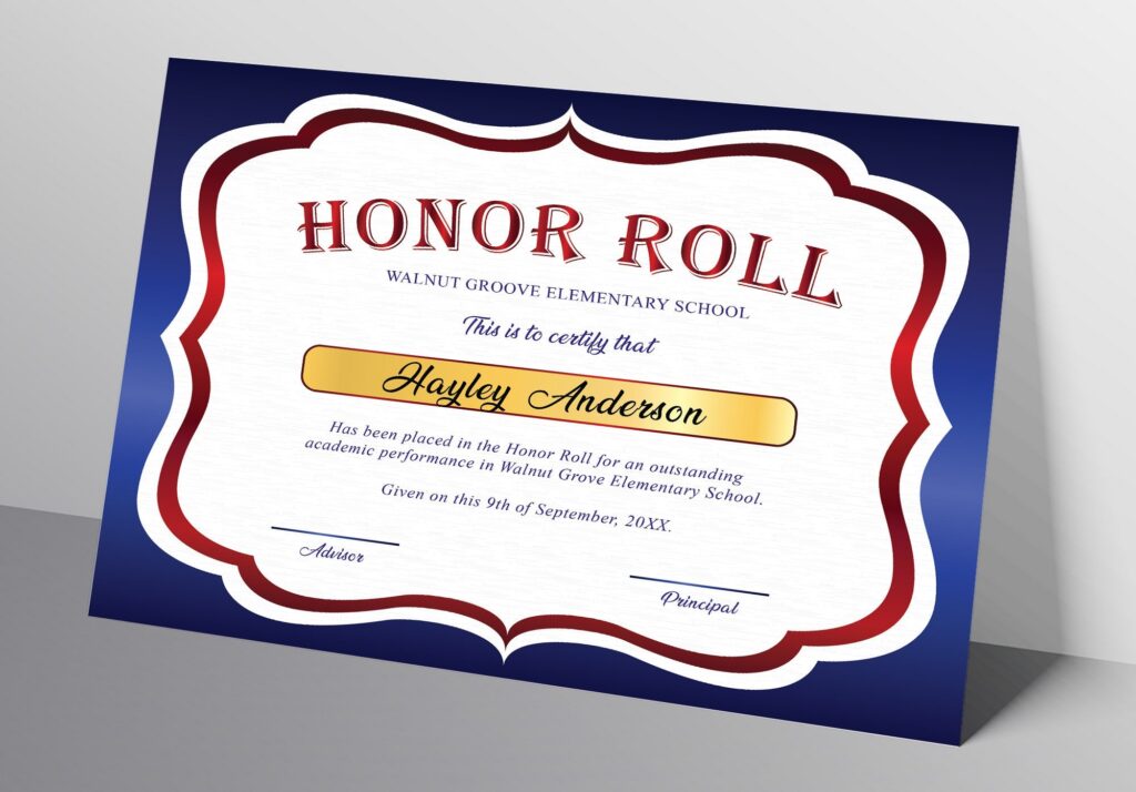 School Award Certificate Template DIY Honor Roll Award Red Etsy de