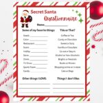 Secret Santa Questionnaire Printable Secret Santa Form Etsy