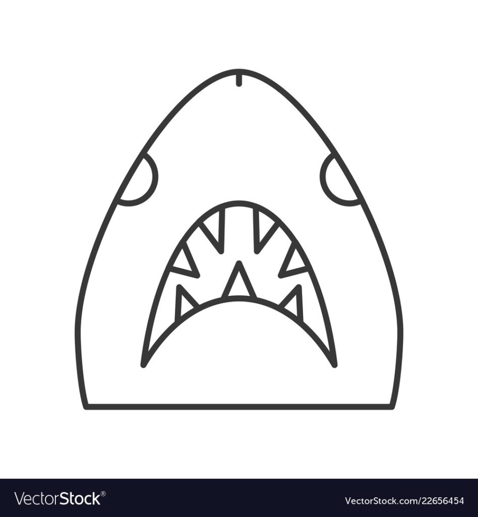 Shark Head Icon Set Of Ocean Life Line Design Vector Image