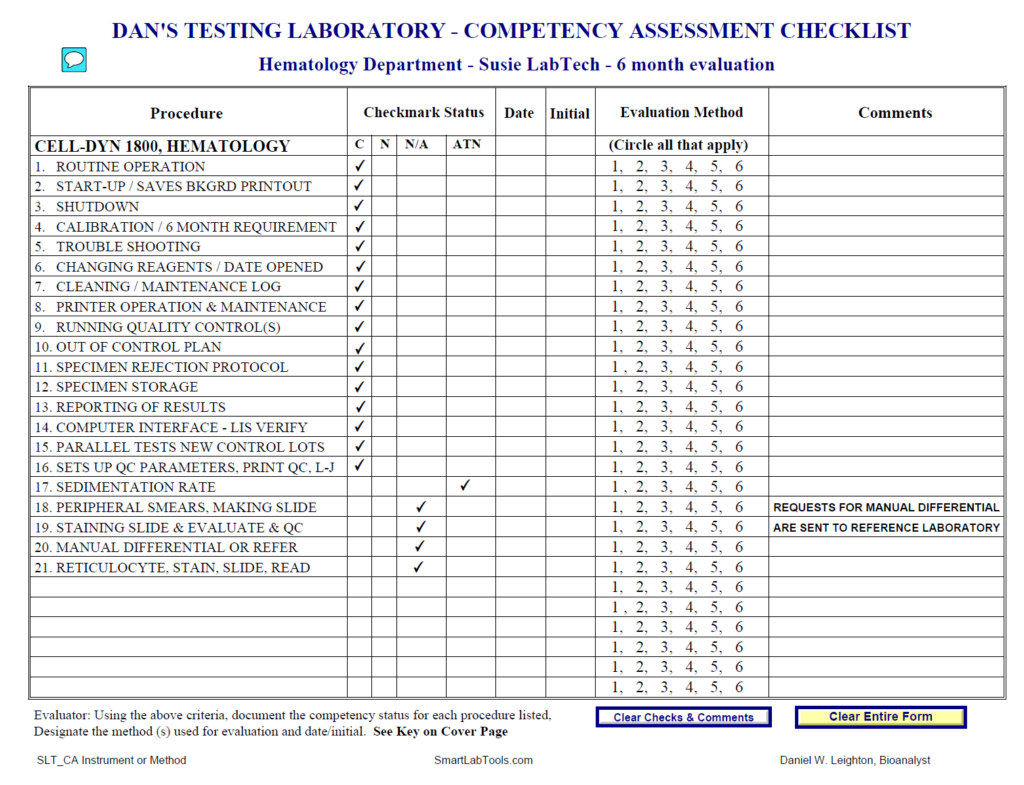 Printable Competency Assessment Template