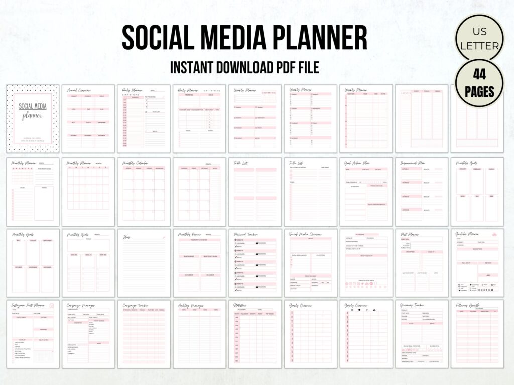 Social Media Planner Printable Facebook Tracker Instagram Etsy Schweiz