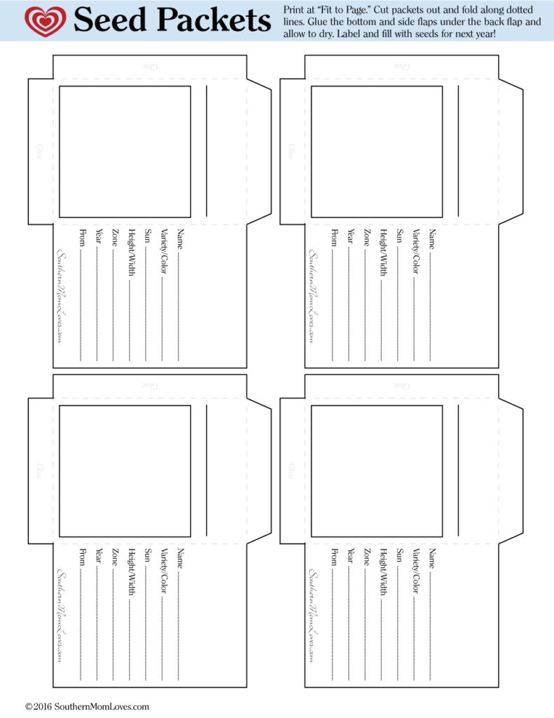 Free Printable Printable Seed Packet Template