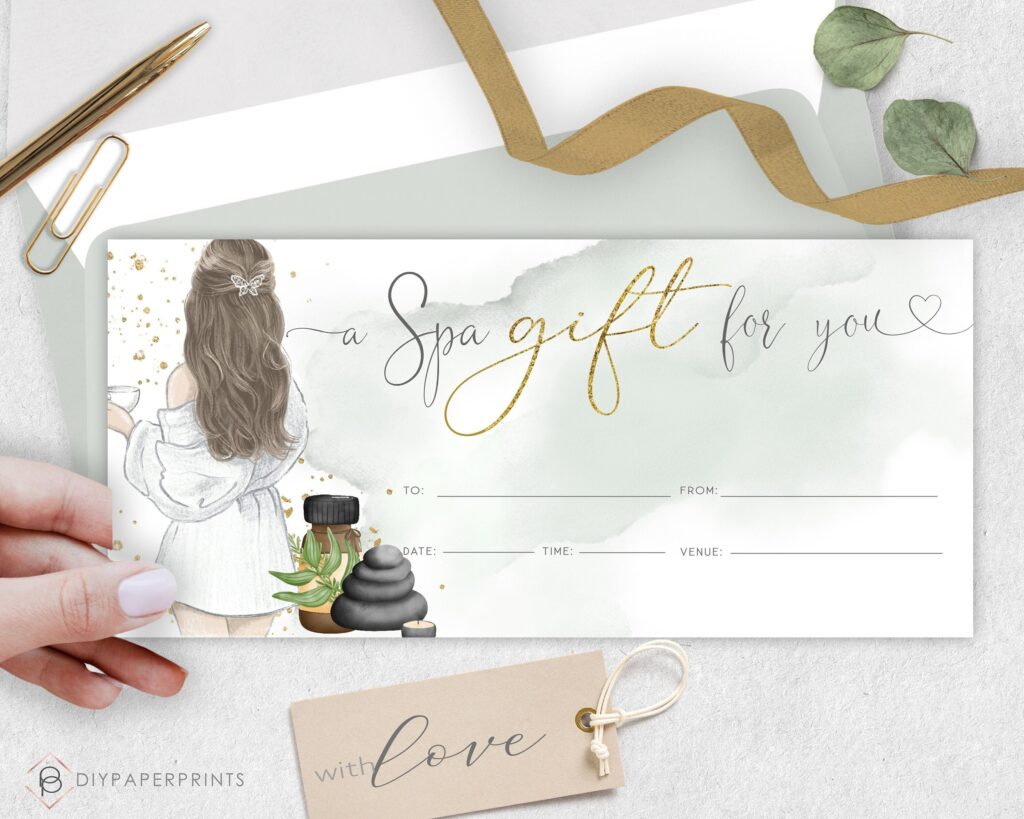 Spa Day Gift Voucher Certificate Template DIY Gift Etsy sterreich