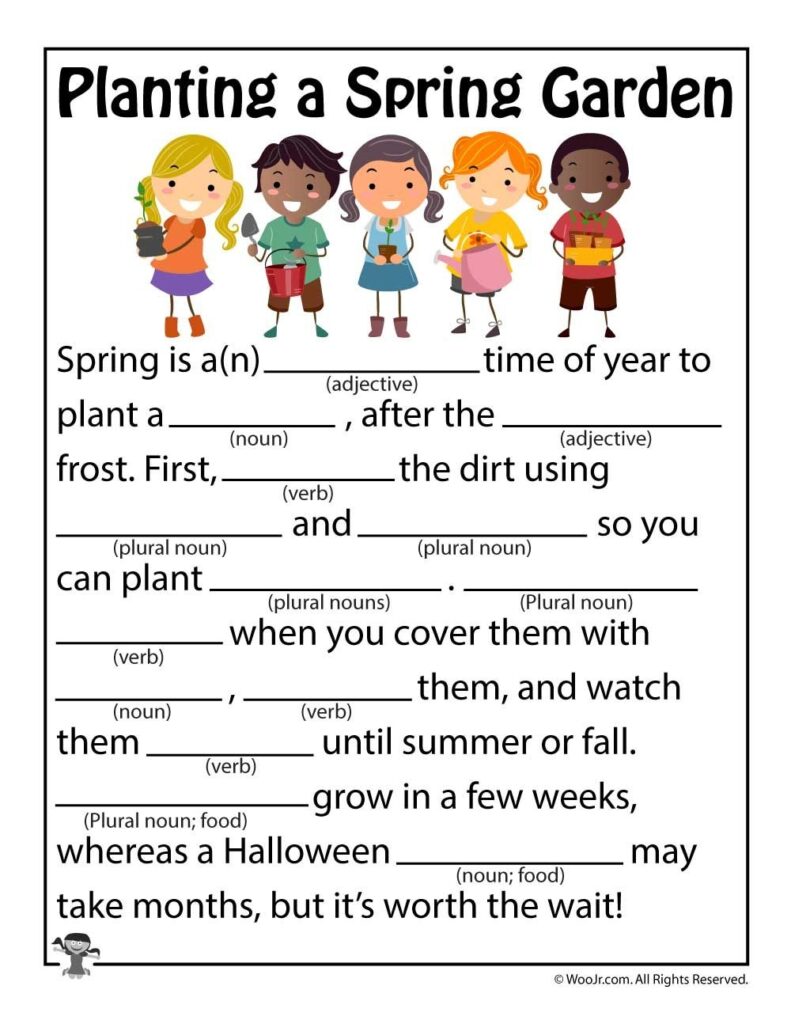 Mad Libs For Kids Printable First Grade